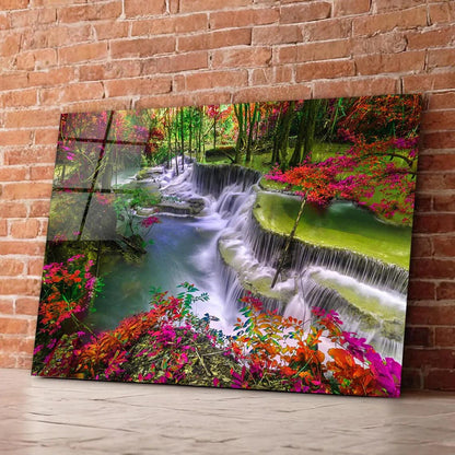 Colorful Cascade Glass Wall Art - LUXARTDECO