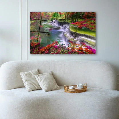 Colorful Cascade Glass Wall Art - LUXARTDECO
