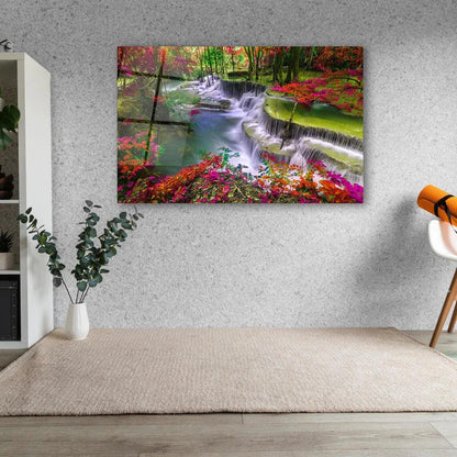 Colorful Cascade Glass Wall Art - LUXARTDECO
