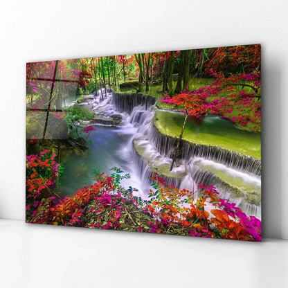 Colorful Cascade Glass Wall Art - LUXARTDECO