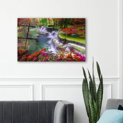 Colorful Cascade Glass Wall Art - LUXARTDECO
