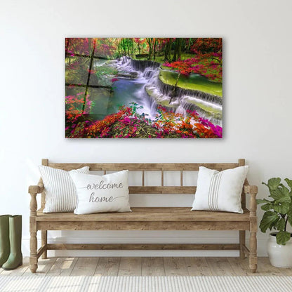 Colorful Cascade Glass Wall Art - LUXARTDECO