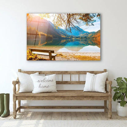 Azure Lake Glass Wall Art - LUXARTDECO