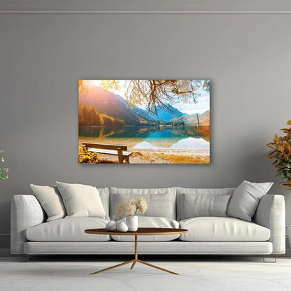 Azure Lake Glass Wall Art - LUXARTDECO