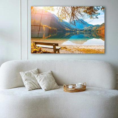 Azure Lake Glass Wall Art - LUXARTDECO