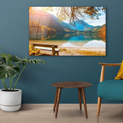 Azure Lake Glass Wall Art - LUXARTDECO