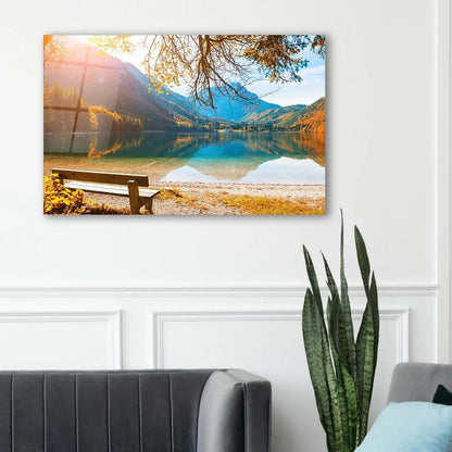 Azure Lake Glass Wall Art - LUXARTDECO