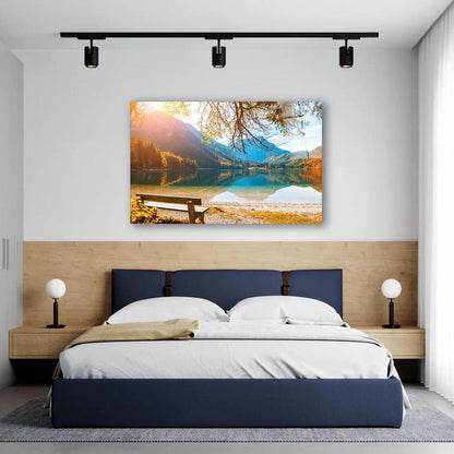Azure Lake Glass Wall Art - LUXARTDECO
