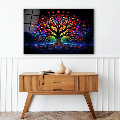 Colorful Tree of Life Glass Wall Art - LUXARTDECO