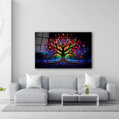 Colorful Tree of Life Glass Wall Art - LUXARTDECO