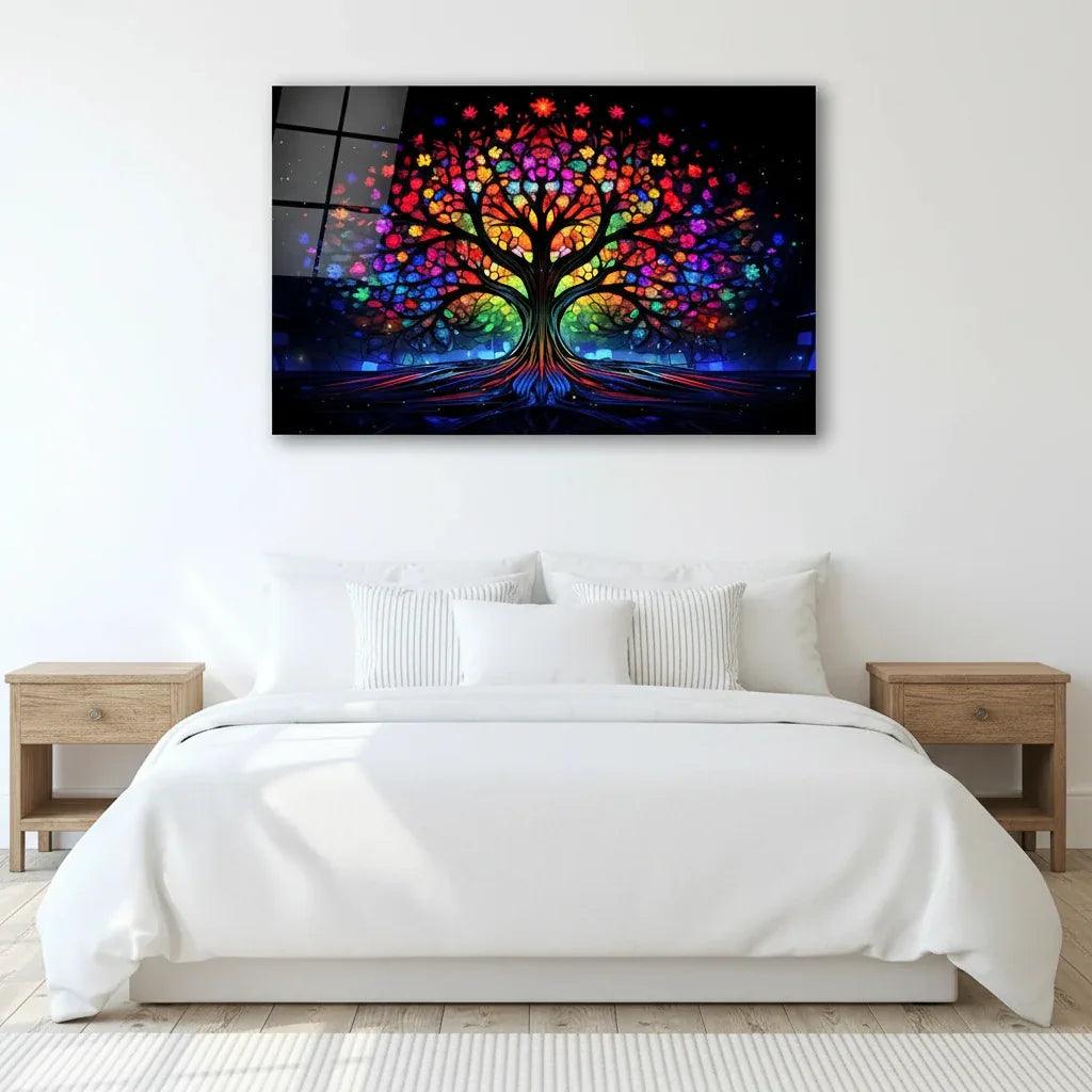 Colorful Tree of Life Glass Wall Art - LUXARTDECO