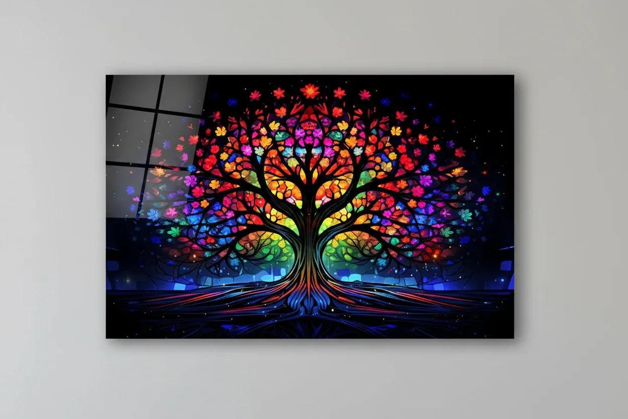 Colorful Tree of Life Glass Wall Art - LUXARTDECO