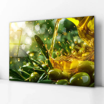 Green Olives Glass Wall Art - LUXARTDECO