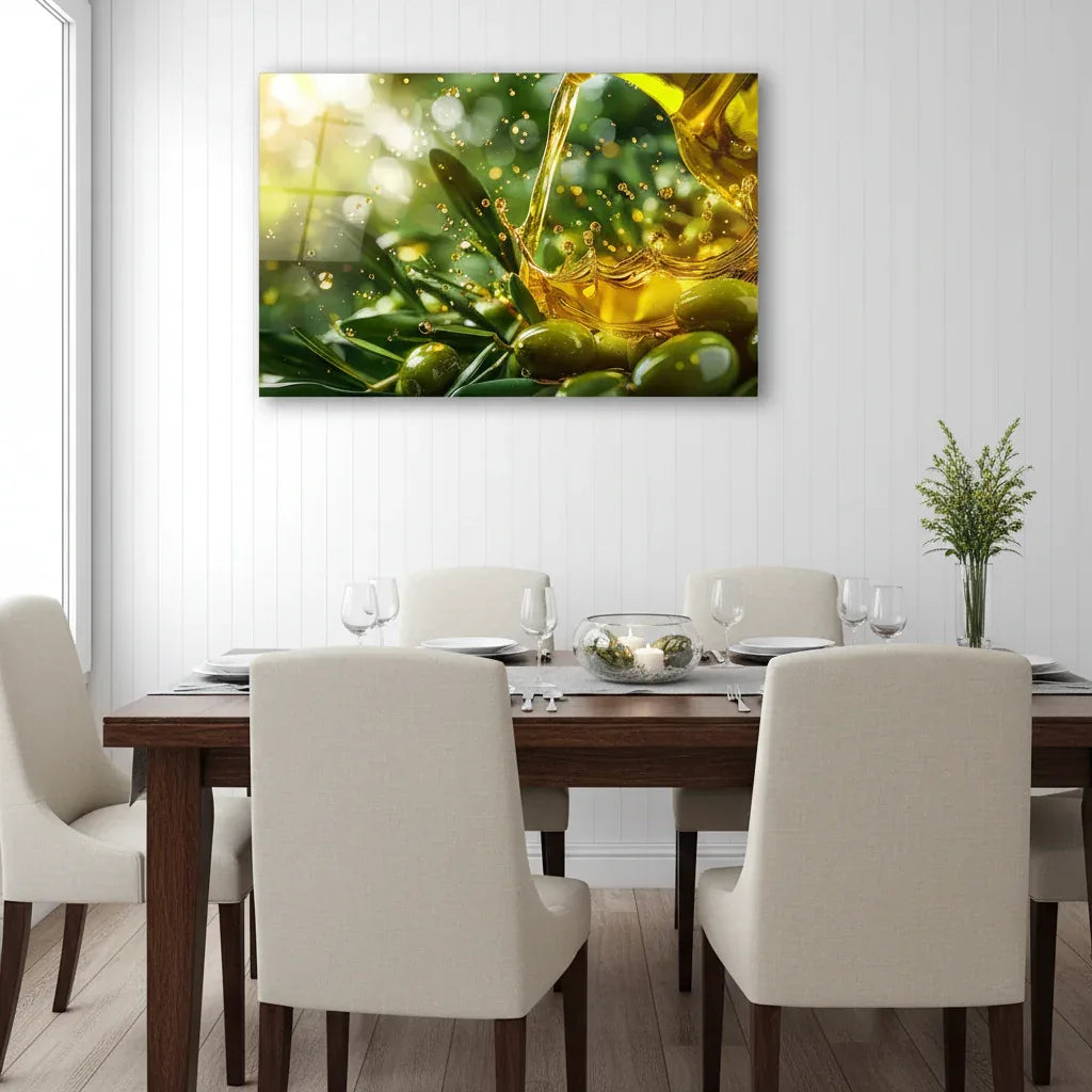 Green Olives Glass Wall Art - LUXARTDECO