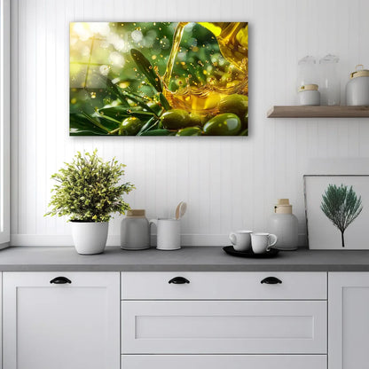 Green Olives Glass Wall Art - LUXARTDECO