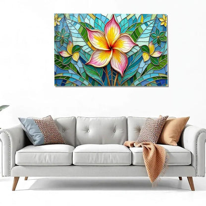 Yellow Abstract Flower Glass Wall Art - LUXARTDECO