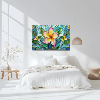Yellow Abstract Flower Glass Wall Art - LUXARTDECO
