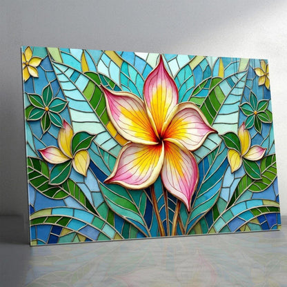 Yellow Abstract Flower Glass Wall Art - LUXARTDECO