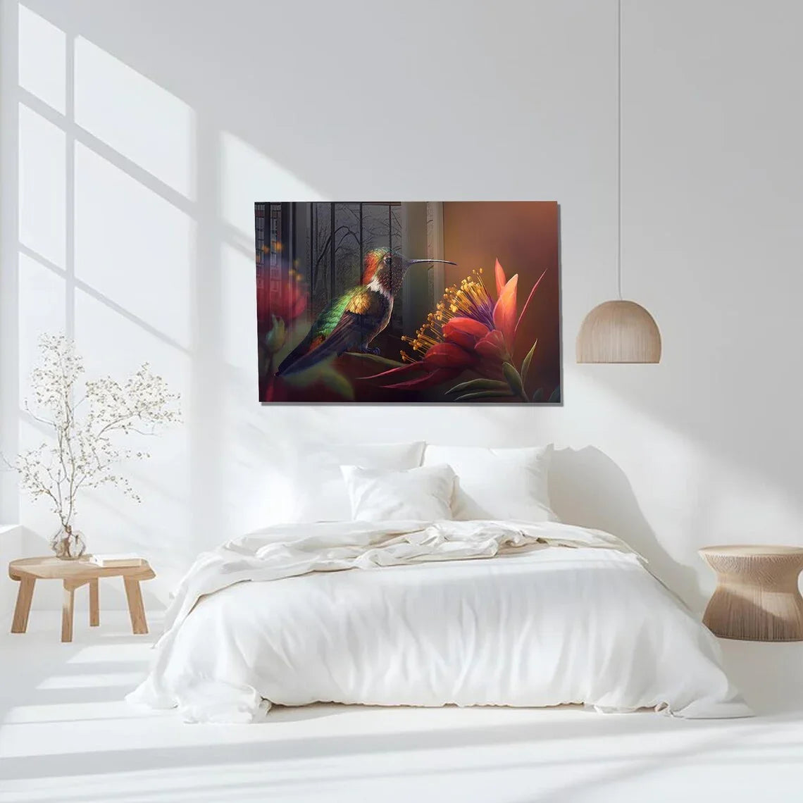 Colorful Hummingbird Glass Wall Art - LUXARTDECO