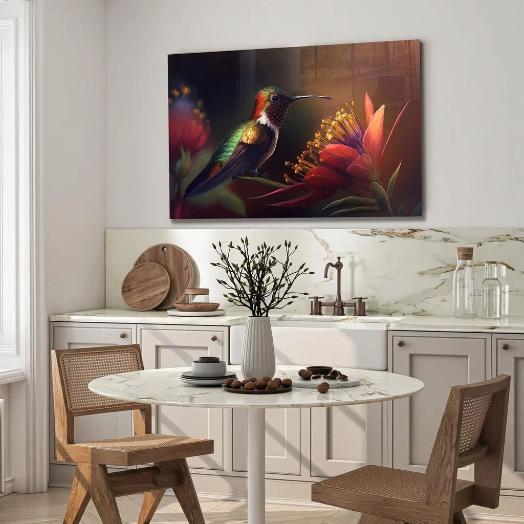 Colorful Hummingbird Glass Wall Art - LUXARTDECO