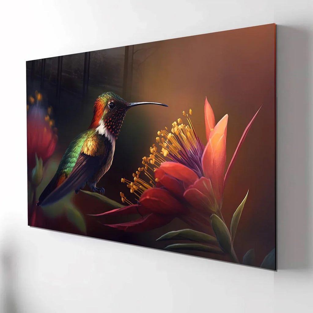 Colorful Hummingbird Glass Wall Art - LUXARTDECO