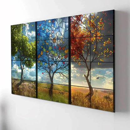 Colorful Seasons Tree Glass Wall Art - LUXARTDECO