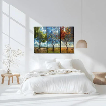 Colorful Seasons Tree Glass Wall Art - LUXARTDECO