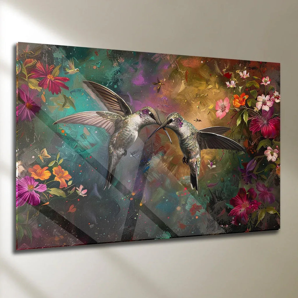 Hummingbird Glass Wall Art - LUXARTDECO