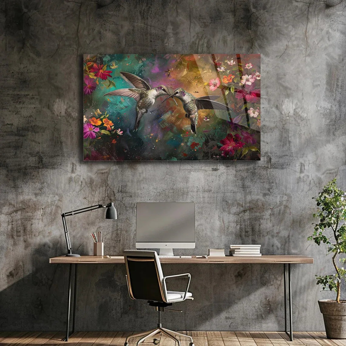 Hummingbird Glass Wall Art - LUXARTDECO