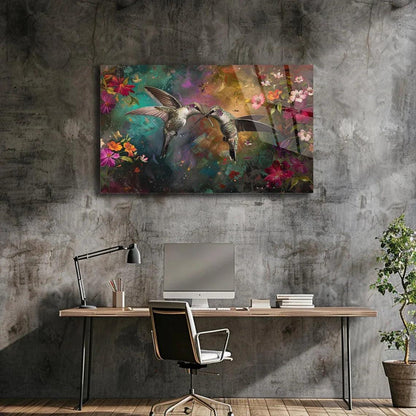 Hummingbird Glass Wall Art - LUXARTDECO