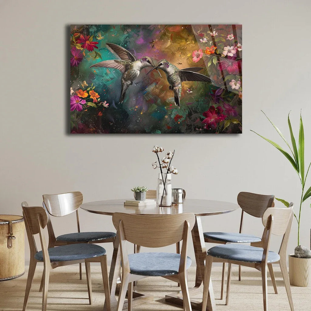Hummingbird Glass Wall Art - LUXARTDECO