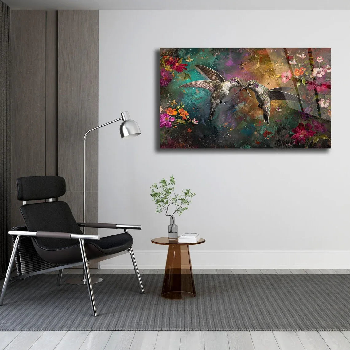 Hummingbird Glass Wall Art - LUXARTDECO