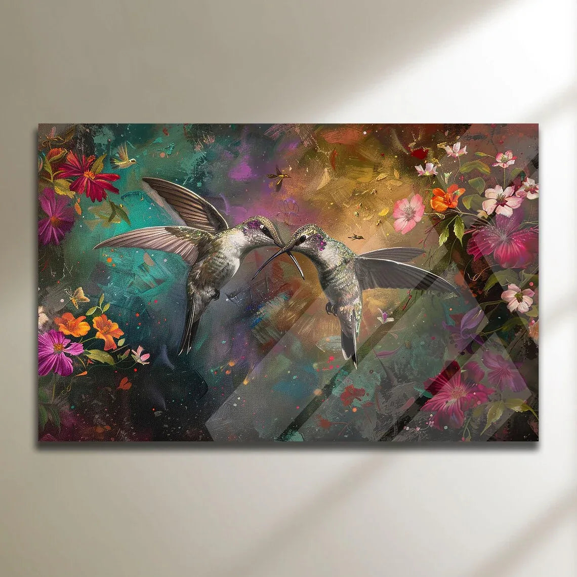 Hummingbird Glass Wall Art - LUXARTDECO