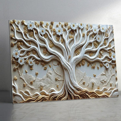 White Tree Glass Wall Art - LUXARTDECO