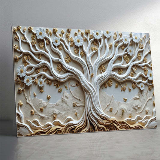 White Tree Glass Wall Art