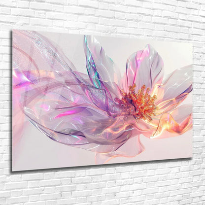 Pink & Orange Abstract Flower Glass Wall Art - LUXARTDECO