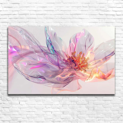 Pink & Orange Abstract Flower Glass Wall Art - LUXARTDECO