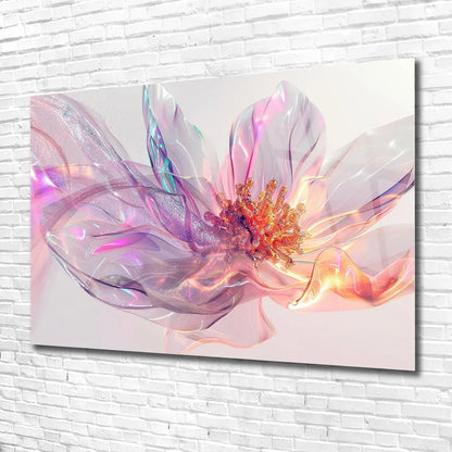 Pink & Orange Abstract Flower Glass Wall Art - LUXARTDECO