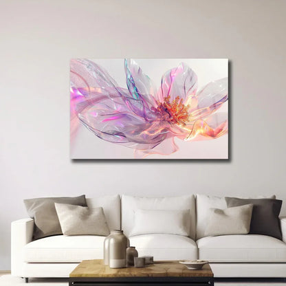 Pink & Orange Abstract Flower Glass Wall Art - LUXARTDECO