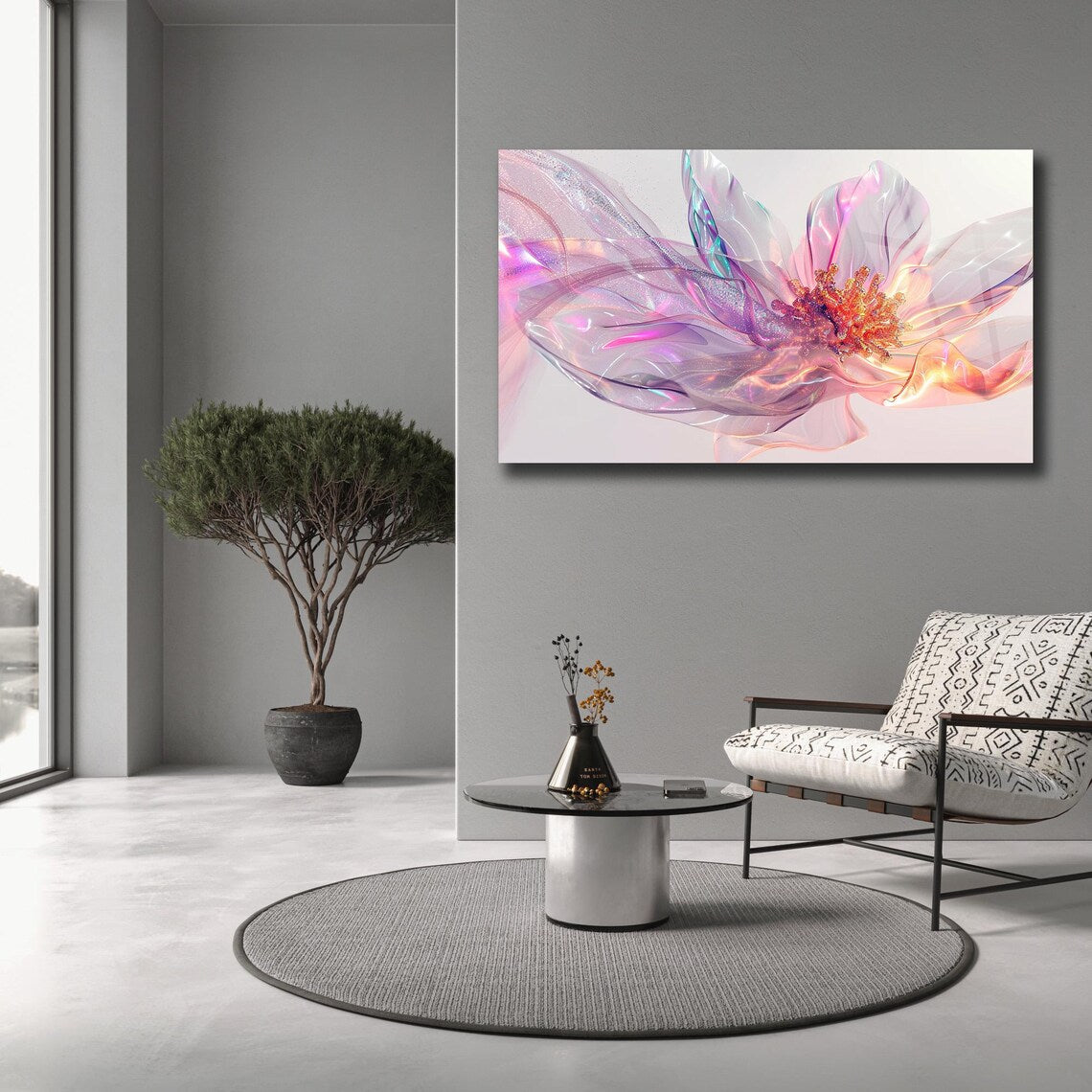 Abstract Flower Glass Wall Art