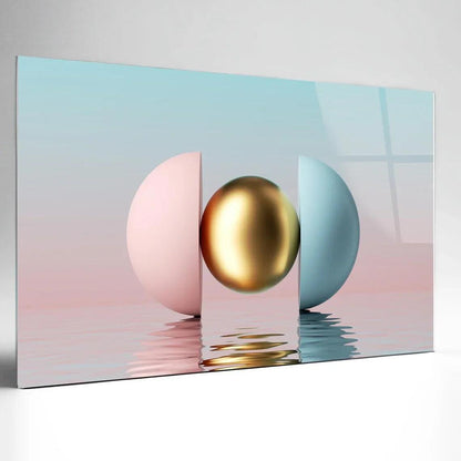 Pink & Gold Abstract Glass Wall Art - LUXARTDECO