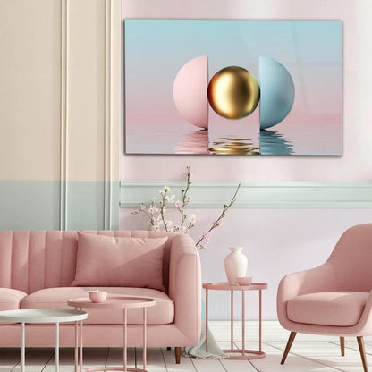 Pink & Gold Abstract Glass Wall Art - LUXARTDECO