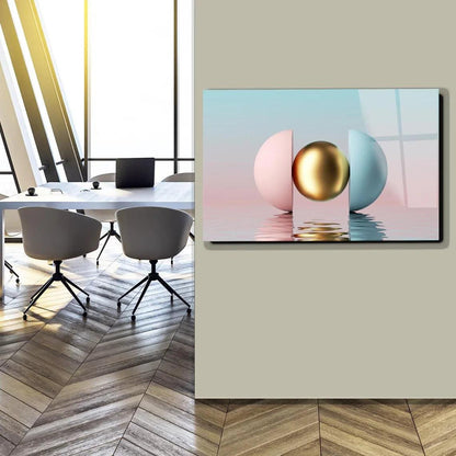Pink & Gold Abstract Glass Wall Art - LUXARTDECO