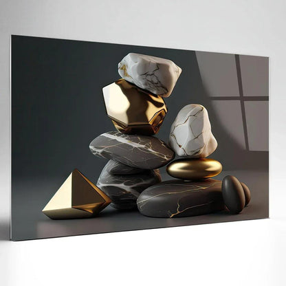 Golden Abstract Black Glass Wall Art - LUXARTDECO