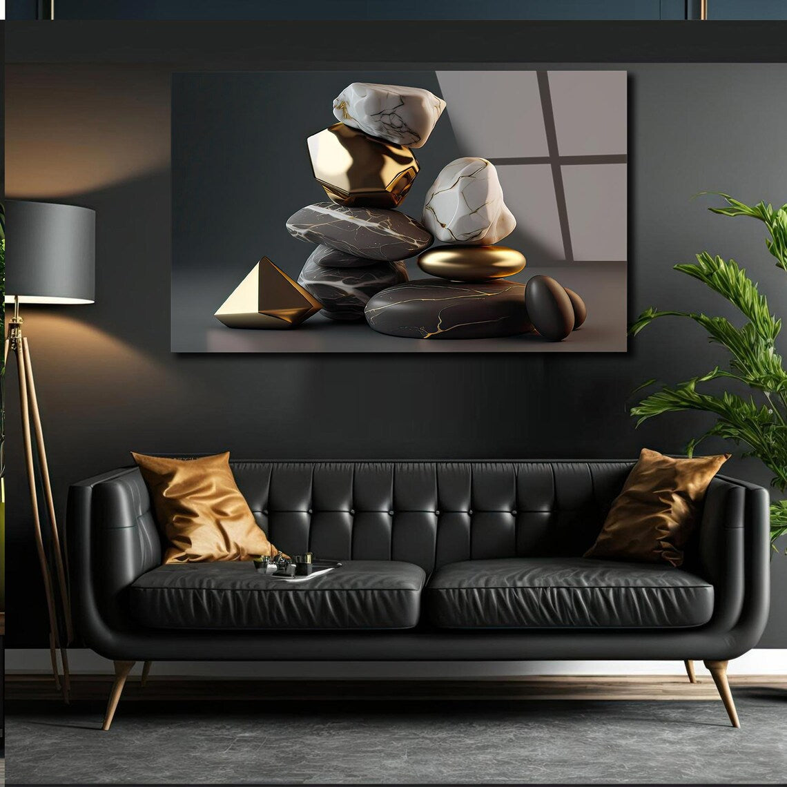 Abstract Black Glass Wall Art