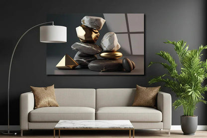 Golden Abstract Black Glass Wall Art - LUXARTDECO