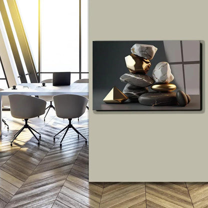 Golden Abstract Black Glass Wall Art - LUXARTDECO