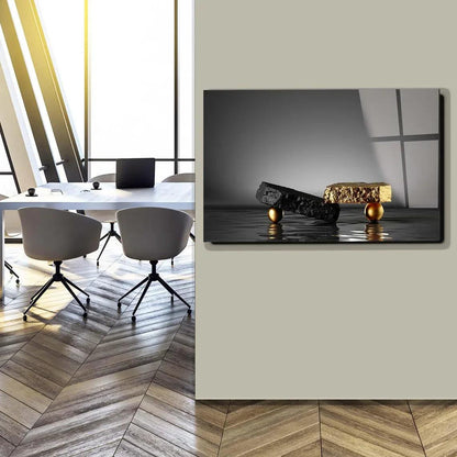 Black & Gold Abstract Glass Wall Art - LUXARTDECO