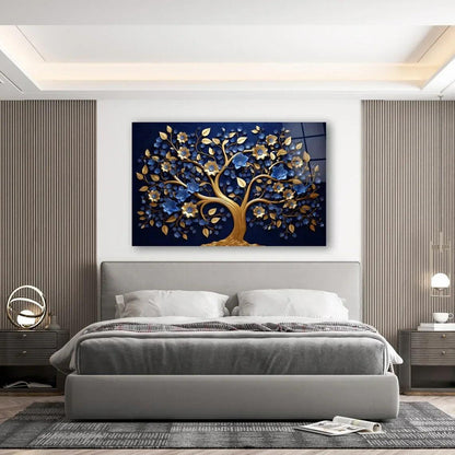 Azure Tree of Life Glass Wall Art - LUXARTDECO