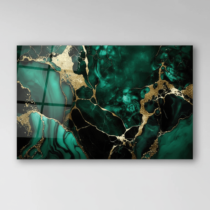 Emerald Marbre Tableau en Verre Trempé